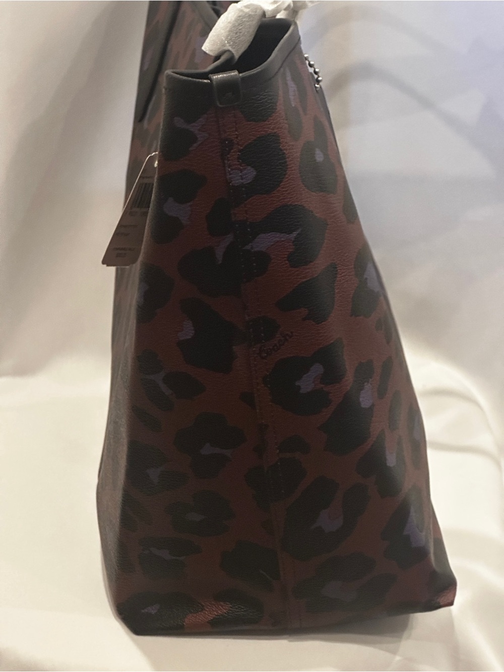 Coach City Tote Burgundy Leopard Print Tote Bag NWT - Picture 4 of 11